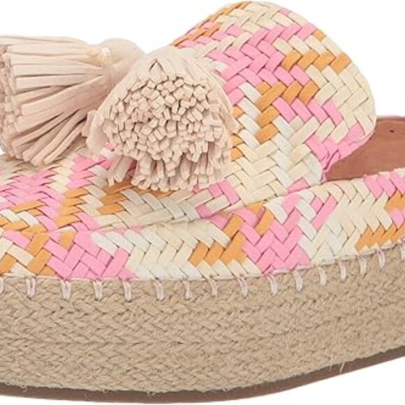 Gentle Souls Kenneth Cole Womens Pink Patterned Padded Tasseled Woven Rory Round - Picture 2 of 8